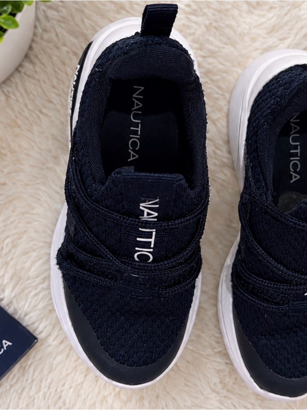 Nautica Kids Black and White Slip-On Athletic Sneakers